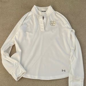Notre Dame white and gold Under Armour quarter zip button NWOT